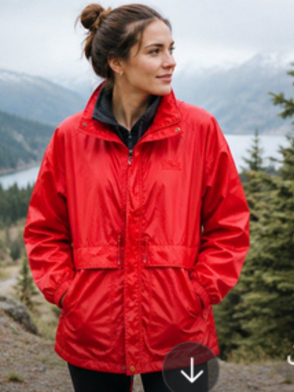 Vintage Red Windbreaker Jacket – Lightweight Rain Coat | Adjustable Waist